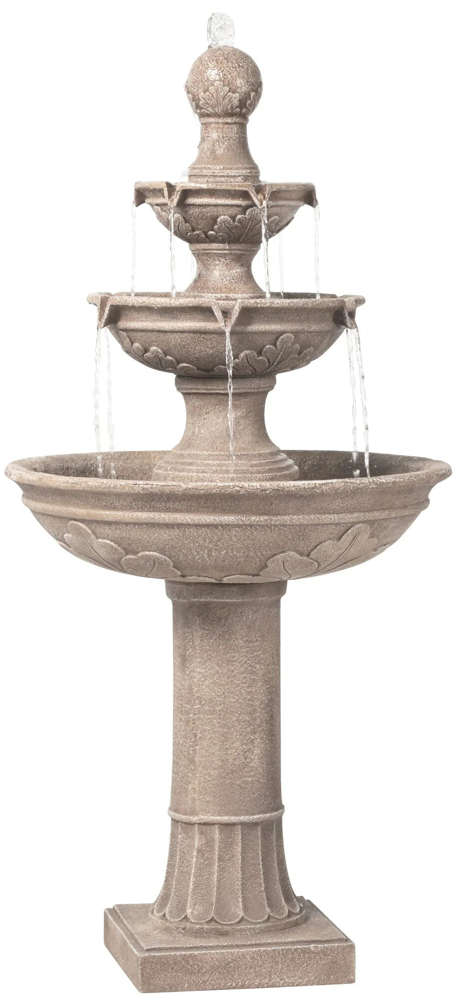 John Timberland Stafford Rustic 3 Tier Cascading Bubbler Outdoor Floor Water Fountain 48" for Yard Garden Patio Home Deck Porch House Exterior Balcony