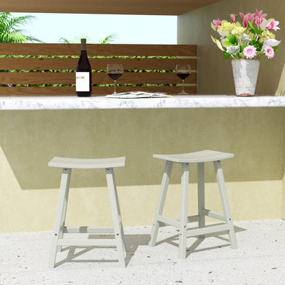 WestinTrends Malibu HDPE Outdoor Patio 24" Bar Stool Saddle Seat (Set of 2), Dark Brown