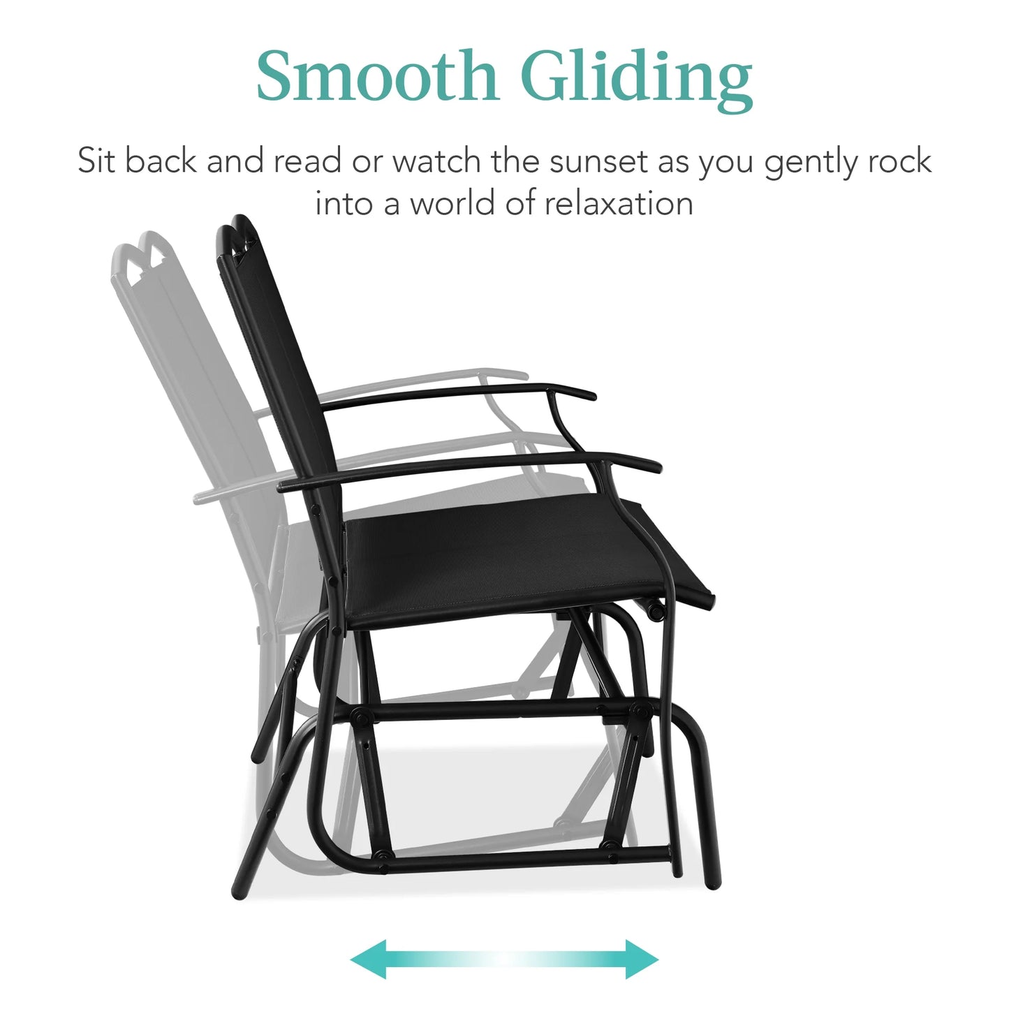 Best Choice Products 2-Person Outdoor Swing Glider, Steel Patio Loveseat, Bench Rocker w/Armrests - Black