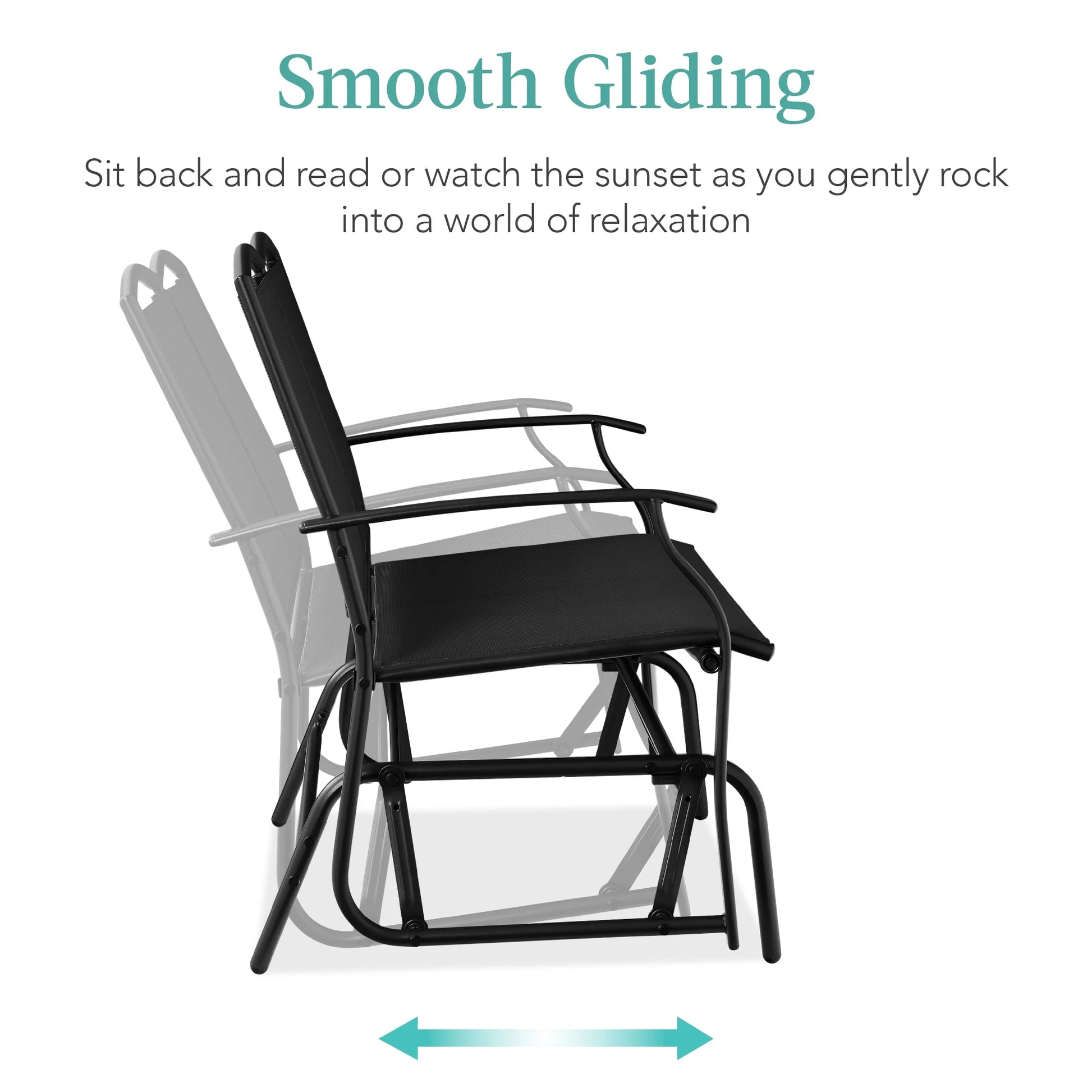 Best Choice Products 2-Person Outdoor Swing Glider, Steel Patio Loveseat, Bench Rocker w/Armrests - Black