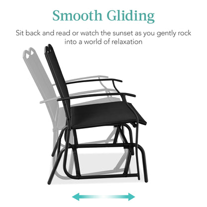 Best Choice Products 2-Person Outdoor Swing Glider, Steel Patio Loveseat, Bench Rocker w/Armrests - Black