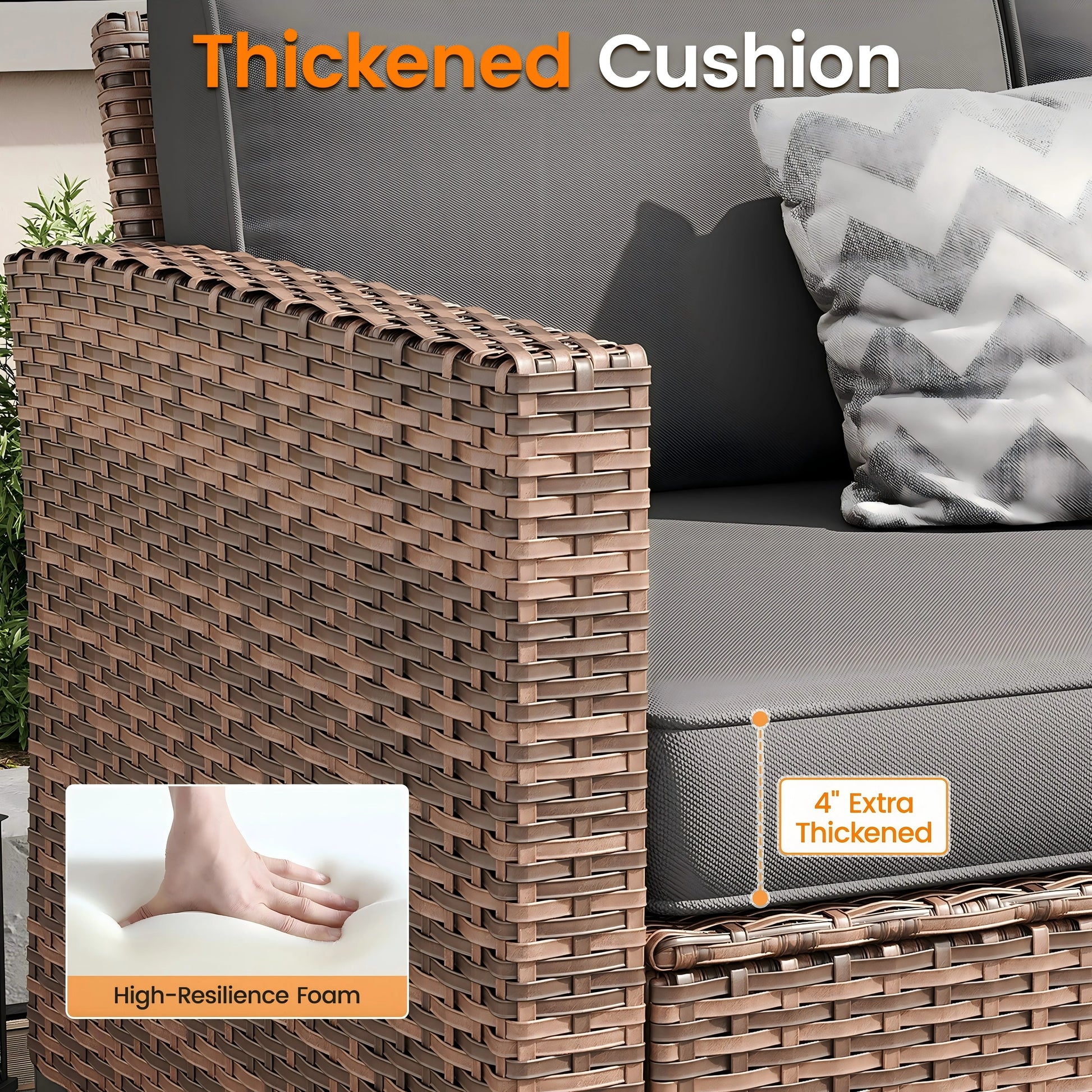 ELPOSUN Patio Furniture Sofa,All-Weather Outdoor Sofa,Outdoor Loveseat Sofa Couch,Weather Resistant Wicker Loveseat with Deep Seat Cushion (ONLY Patio Loveseat Sofa)