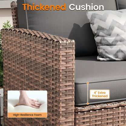 ELPOSUN Patio Furniture Sofa,All-Weather Outdoor Sofa,Outdoor Loveseat Sofa Couch,Weather Resistant Wicker Loveseat with Deep Seat Cushion (ONLY Patio Loveseat Sofa)