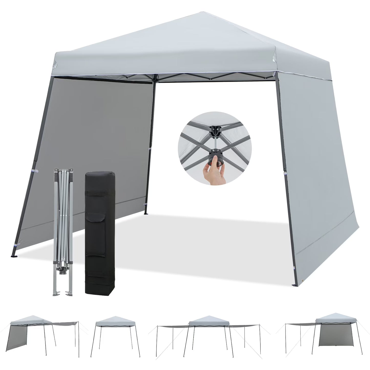 Gymax Patio 10 x 10FT Instant Pop-up Canopy Folding Tent w/Sidewalls & Awnings Outdoor