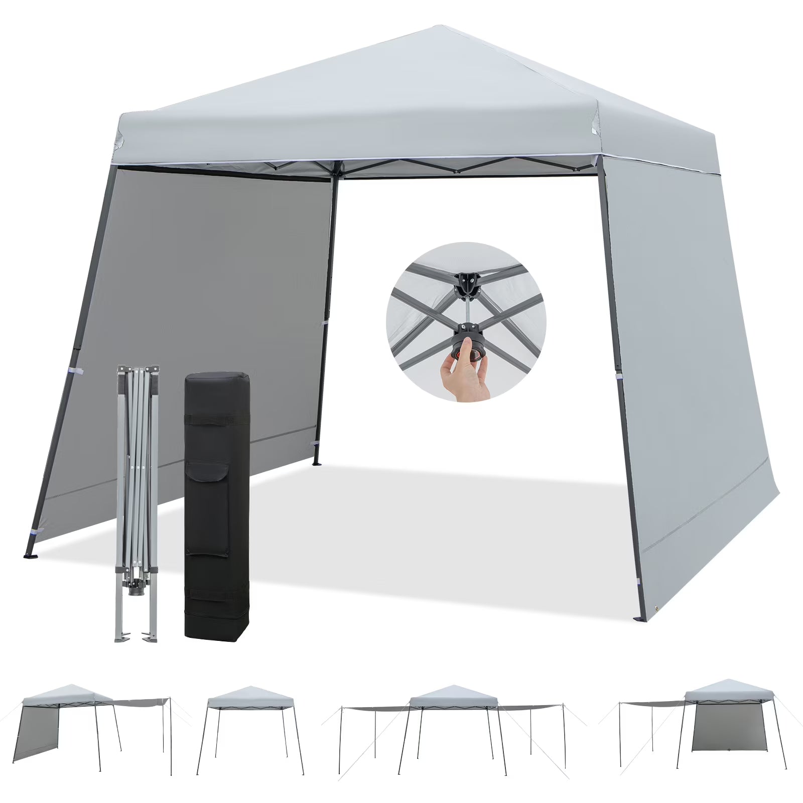 Gymax Patio 10 x 10FT Instant Pop-up Canopy Folding Tent w/Sidewalls & Awnings Outdoor