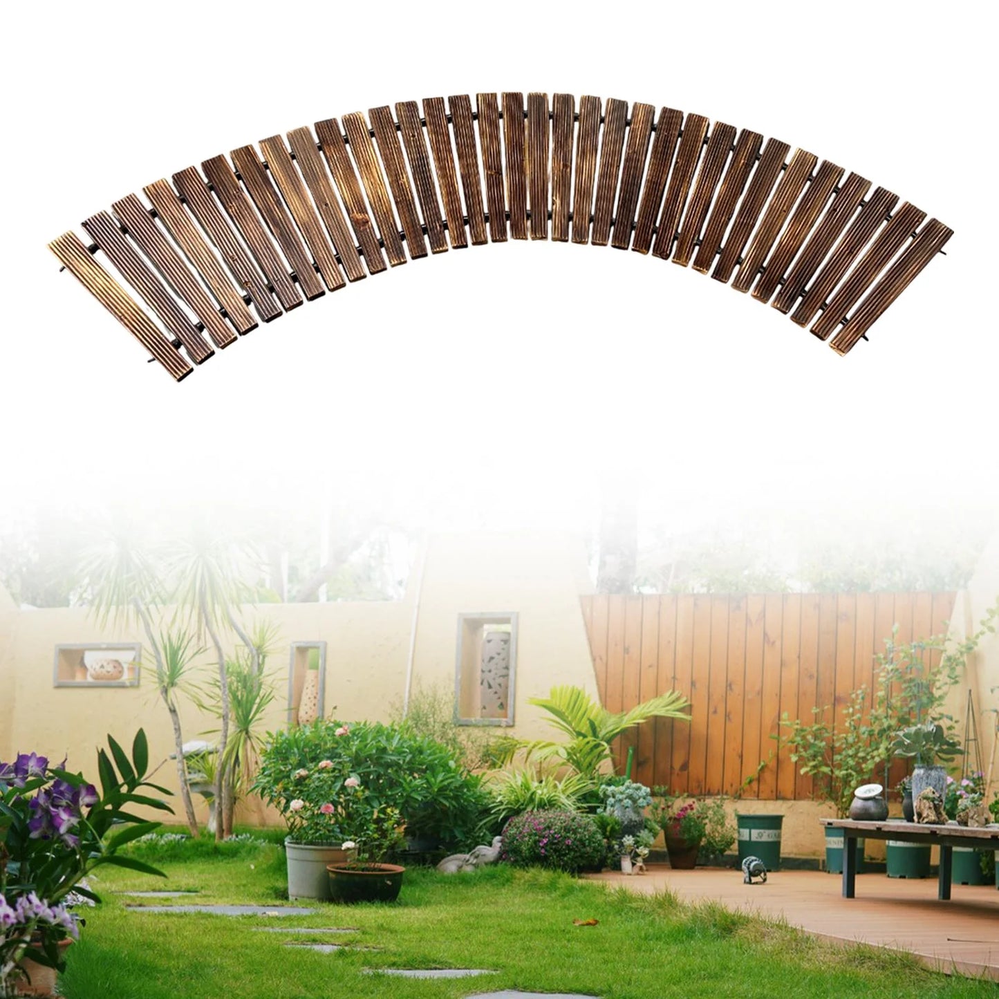 koolsoo Wooden Garden Pathway Beach Boardwalk Yard Patio Path for Garden Party Patio