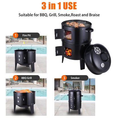 Metal Outdoor Cooking Grill BBQ Charcoal Grill With Lid Smoker Grill for Backyard Patio Camping Picnics