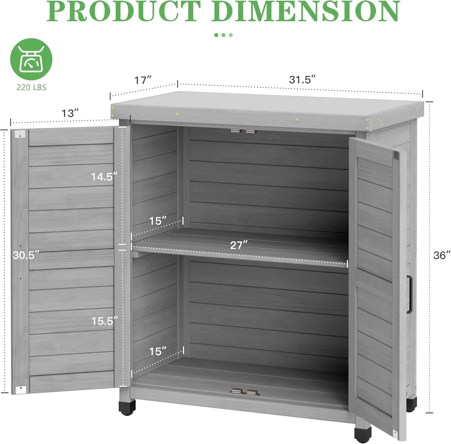 DEXS Potting Bench with Storage Cabinet and Metal Top, Wood Workstation for Outdoor Patio, Garden (31x17x36?)Coffee Brown