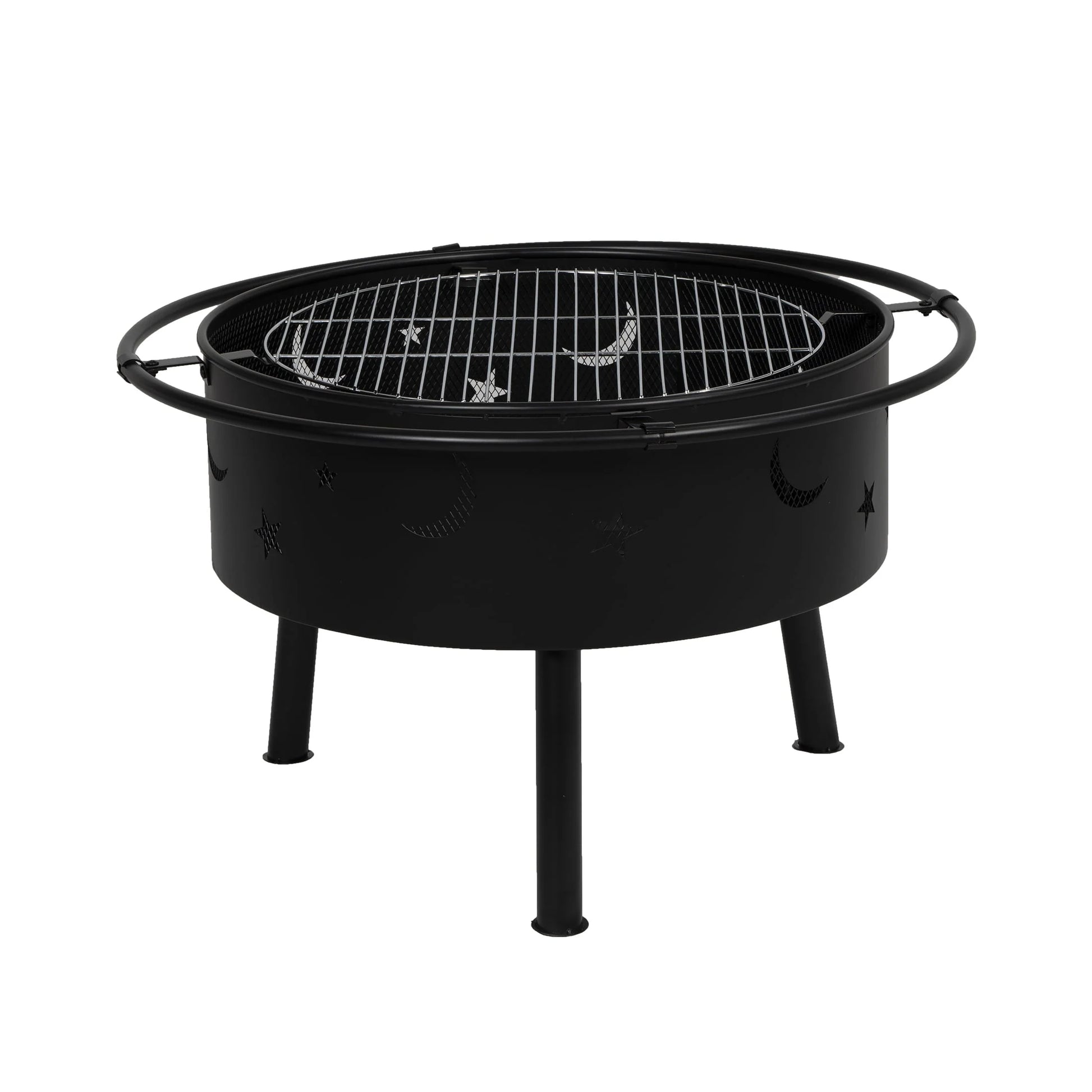 WestinTrends Star & Moon Bonfire Round Steel Wood Burning Patio Fire Pit for Outdoor Patio
