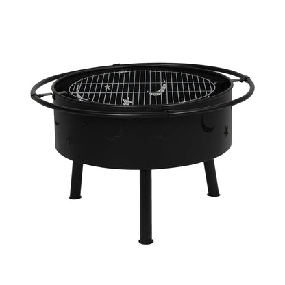 WestinTrends Star & Moon Bonfire Round Steel Wood Burning Patio Fire Pit for Outdoor Patio