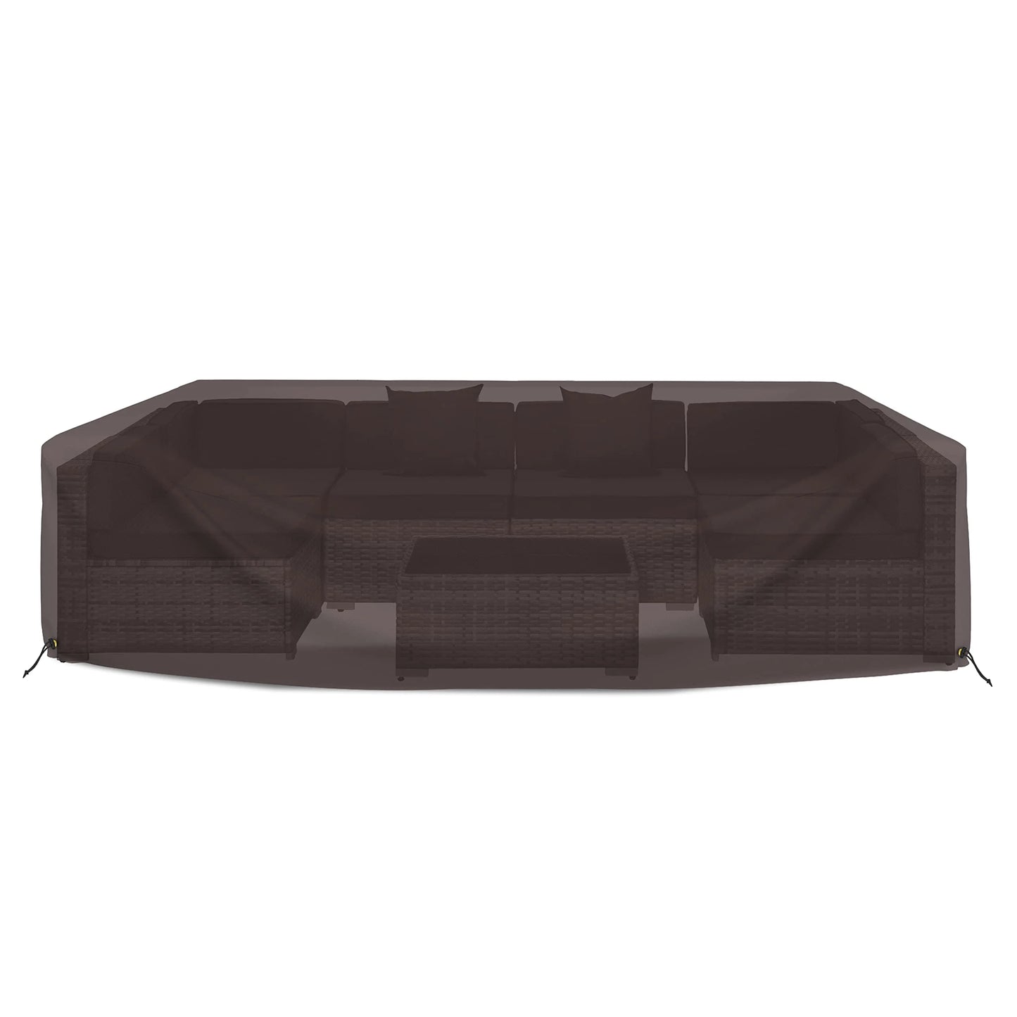 Covers & all Sectional Sofa Cover, Heavy duty 18 Oz Waterproof UV & Weather resistant, Outdoor Patio Couch Furniture Protector with Air Pockets & Drawstrings (83"L x 52"W x 29"H, Coffee)