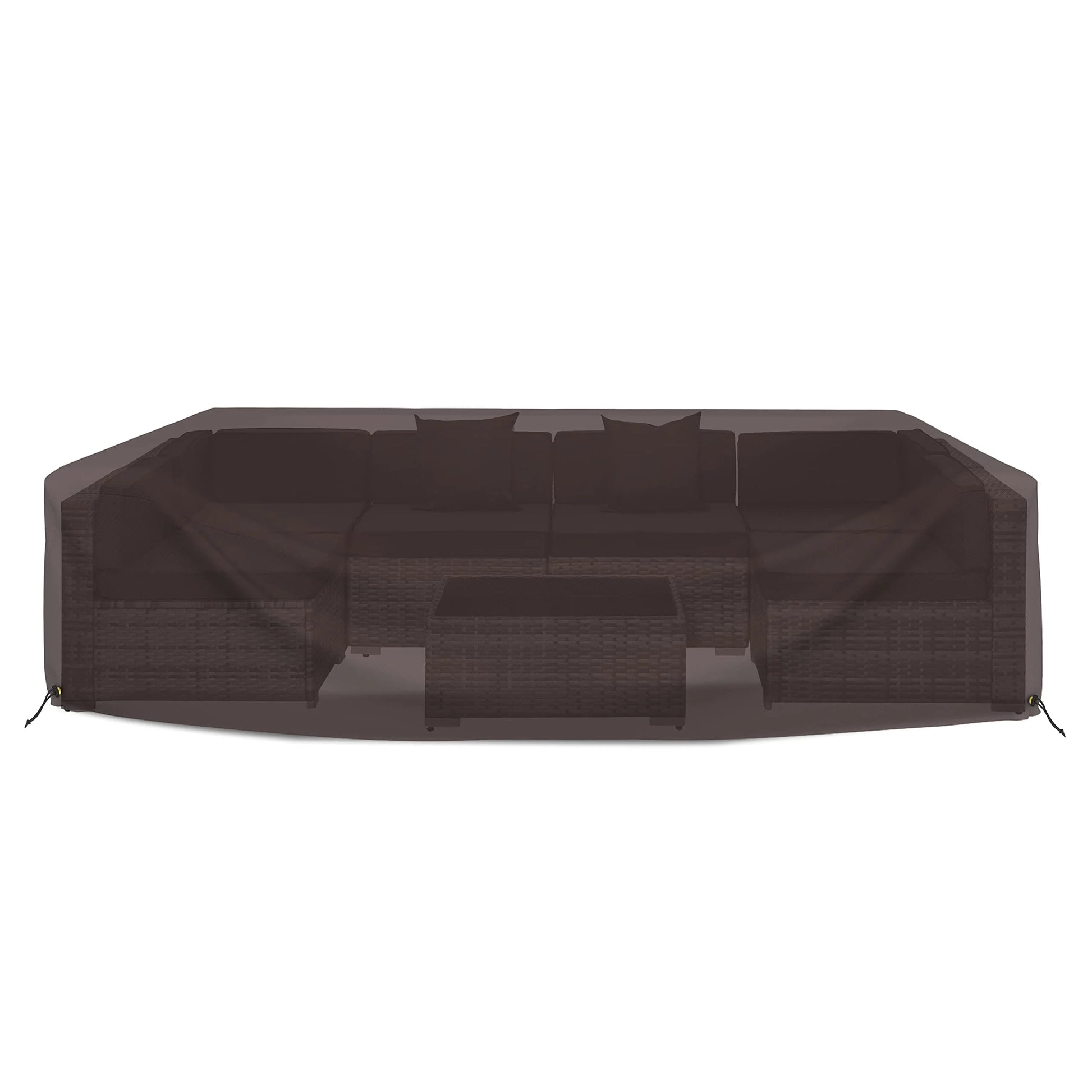 Covers & all Sectional Sofa Cover, Heavy duty 18 Oz Waterproof UV & Weather resistant, Outdoor Patio Couch Furniture Protector with Air Pockets & Drawstrings (83"L x 52"W x 29"H, Coffee)