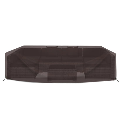 Covers & all Sectional Sofa Cover, Heavy duty 18 Oz Waterproof UV & Weather resistant, Outdoor Patio Couch Furniture Protector with Air Pockets & Drawstrings (83"L x 52"W x 29"H, Coffee)