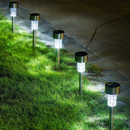 TOANEL 24PCS Solar Lights Outdoor Solar Garden Lights Pathway Lights Waterproof LED Lawn Lamp Solar Seal Stainless Steel Sidwalk Lights for Outside walkway Patio Yard Garden Decor (White Light)