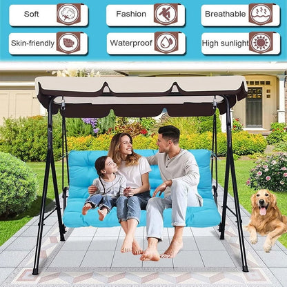 Replacement Cushions for Swing, Waterproof Porch Swing Cushion, 2-3 Seat Outdoor Bench Cushion with Backrest for Patio Furniture Garden Porch Loveseat Glider Pad (Sky Blue 70*40in)