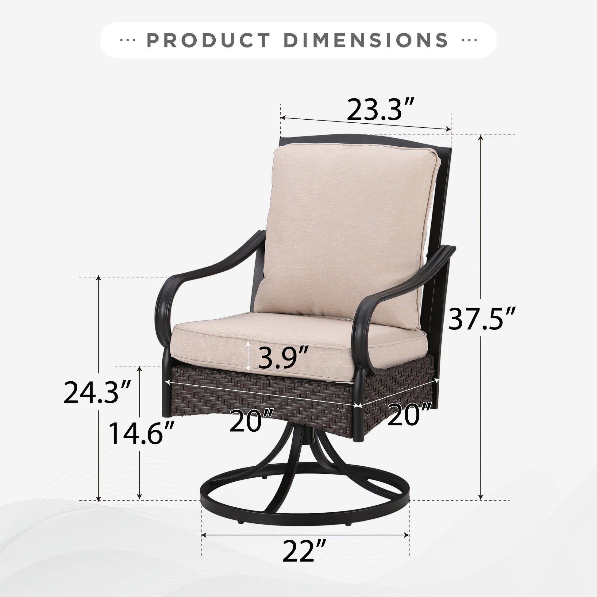 Sophia& William Patio Swivel Dining Chairs Set of 4 with Beige Cushions