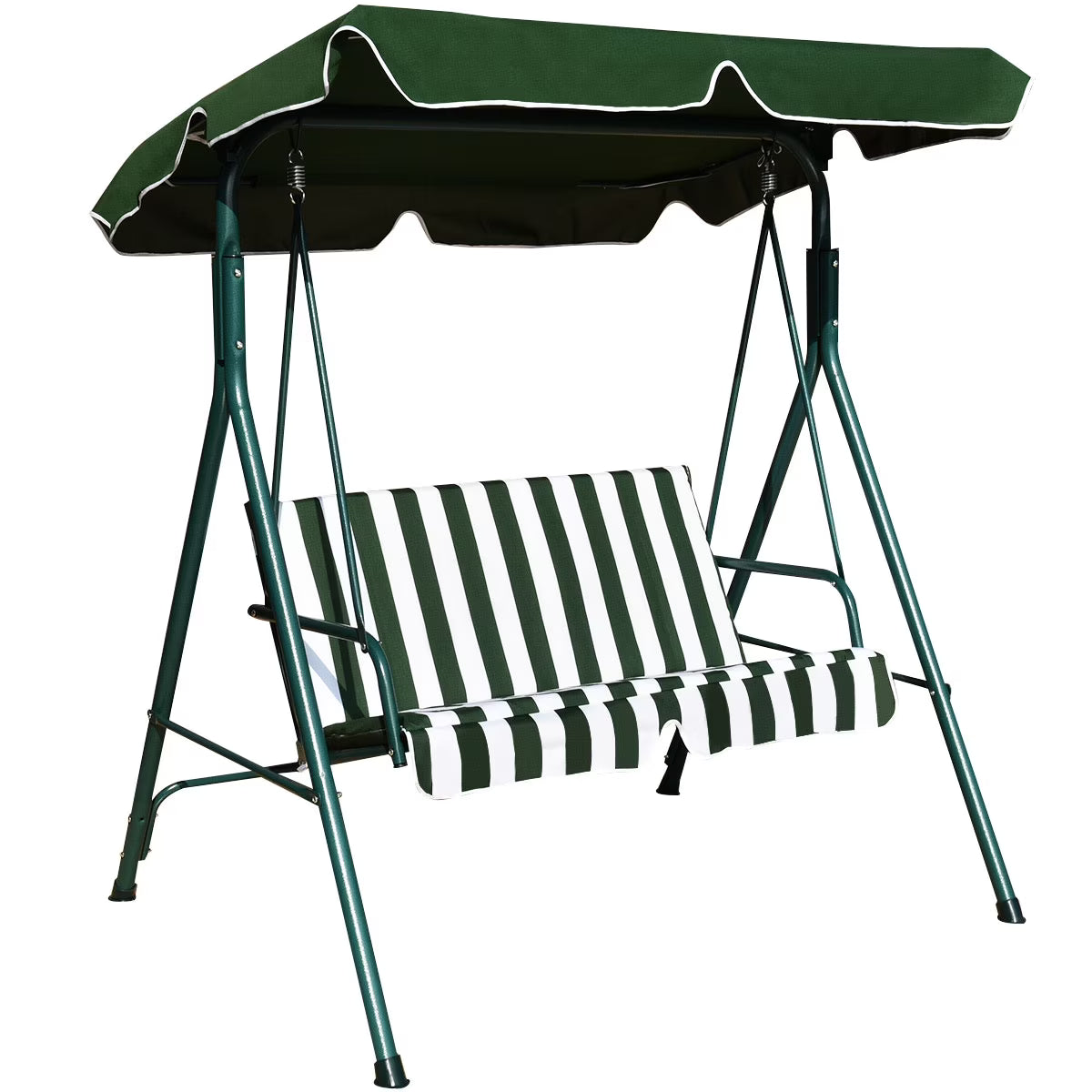 Costway Loveseat Patio Canopy Swing Glider Hammock Cushioned Steel Frame Outdoor Green