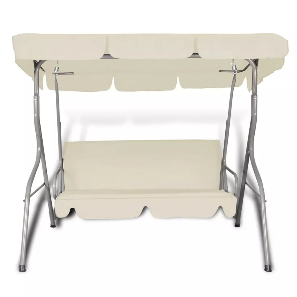 vidaXL Patio Outdoor 3 Person Hanging Canopy Swing Chair Hammock Seat Sofa Coffee/White
