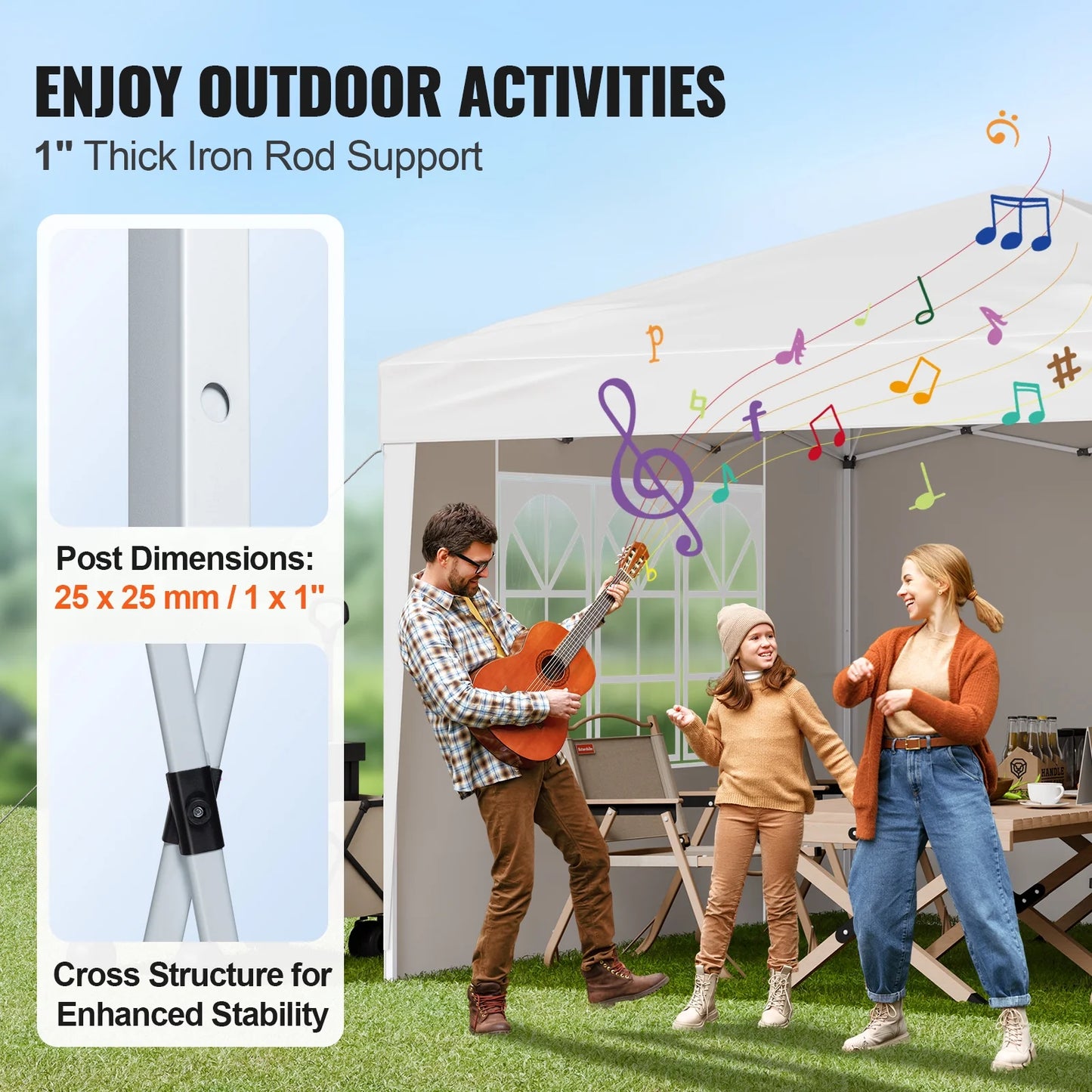 KFFKFF 10 x 10 FT Pop-Up Canopy Tent with Adjustable Height, 3 Sidewalls, and 2 Ventilated Windows, Portable Outdoor Shelter for Events, Patio, Backyard, Parties, and Parking