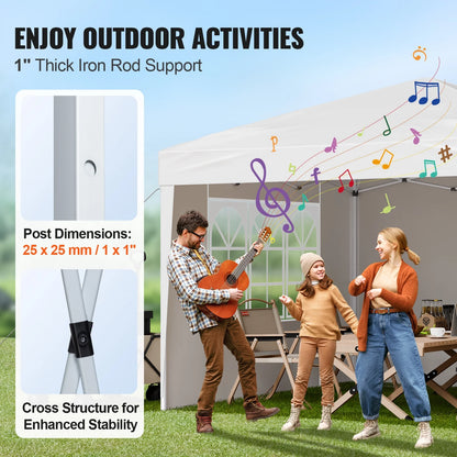 KFFKFF 10 x 10 FT Pop-Up Canopy Tent with Adjustable Height, 3 Sidewalls, and 2 Ventilated Windows, Portable Outdoor Shelter for Events, Patio, Backyard, Parties, and Parking
