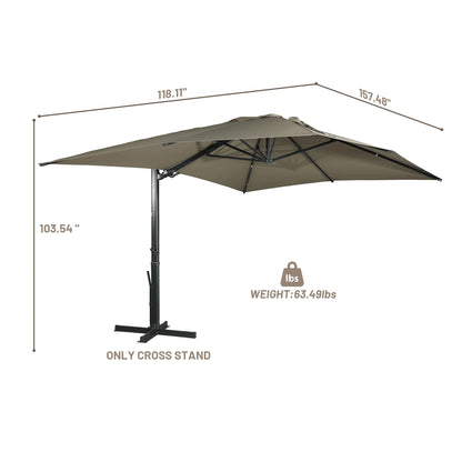 Boyel Living 10 x 13 FT Rectangle Patio Offset Umbrella Outdoor Large Cantilever Umbrella Heavy Duty Sun Umbrella, Gray(Without Base)