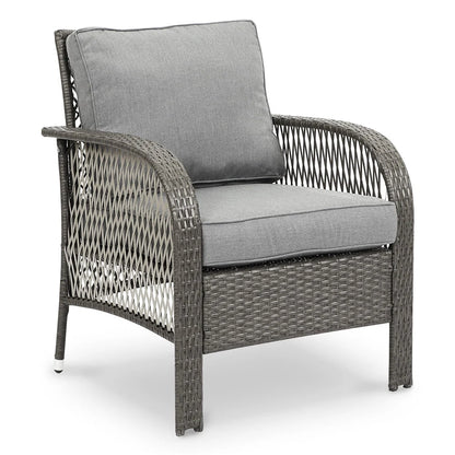 Superjoe Outdoor Furniture Sets 4 Pcs Patio Wicker Conversation Set Rattan Sofa with Coffee Table and Cushions, Gary