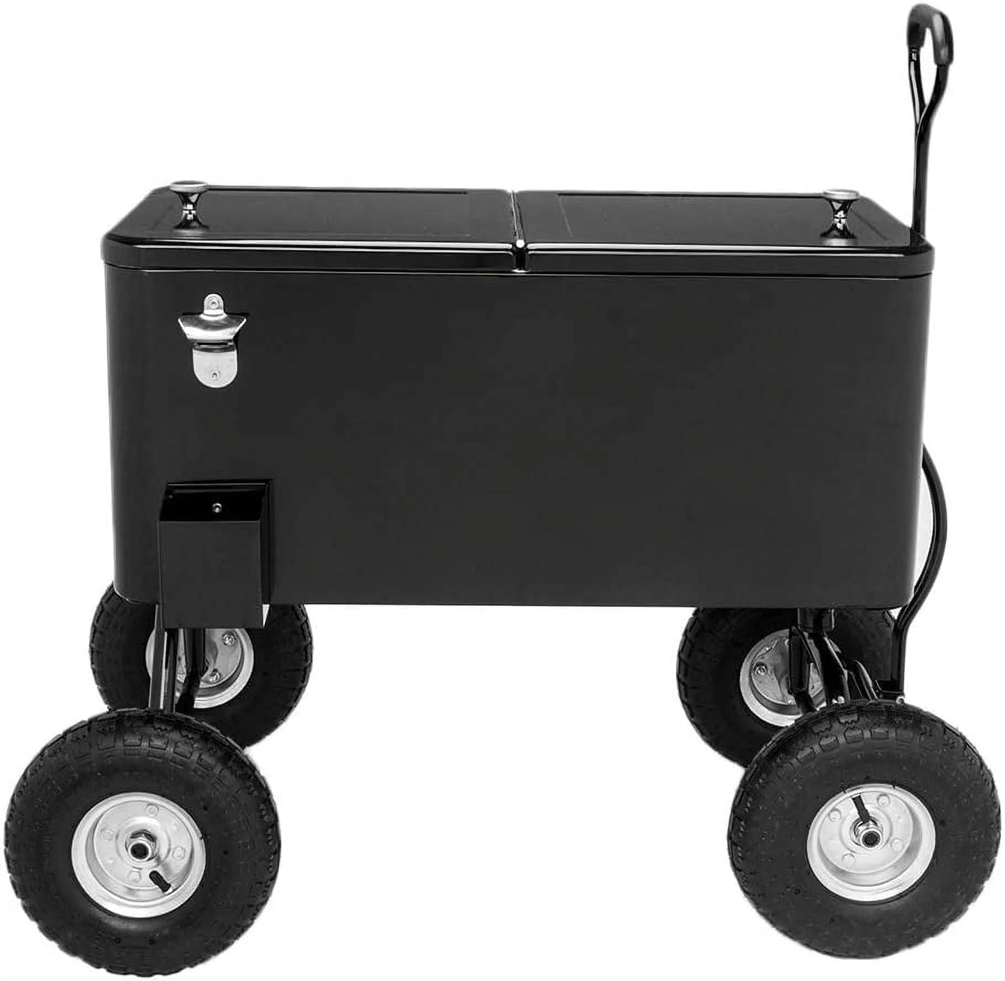 VINGLI 80qt. Wagon Rolling Cooler Ice Chest w/Long Handle and 10" Wheels, Patio Cooler, Outdoor Park Cart on Wheels