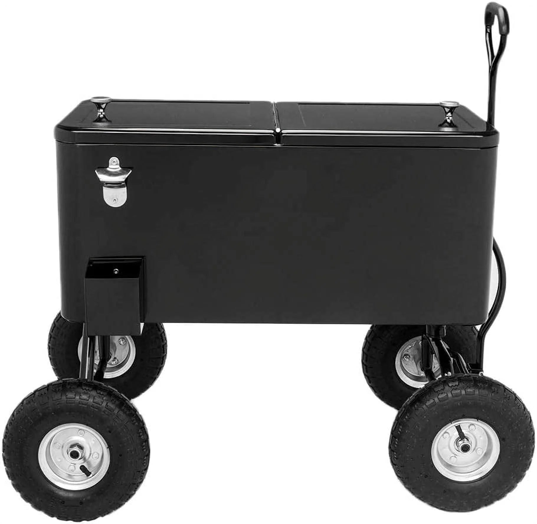 VINGLI 80qt. Wagon Rolling Cooler Ice Chest w/Long Handle and 10" Wheels, Patio Cooler, Outdoor Park Cart on Wheels