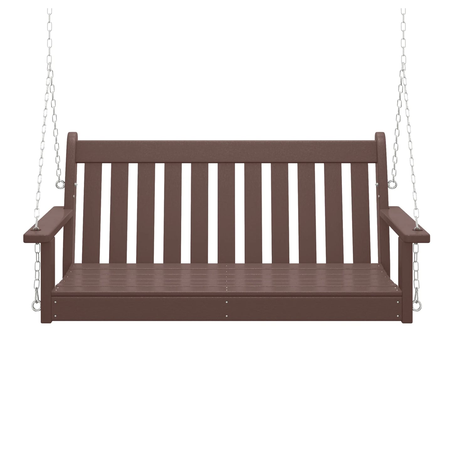 WestinTrends Malibu Outdoor Patio HDPE Hanging Front Porch Swing Bench, Dark Brown