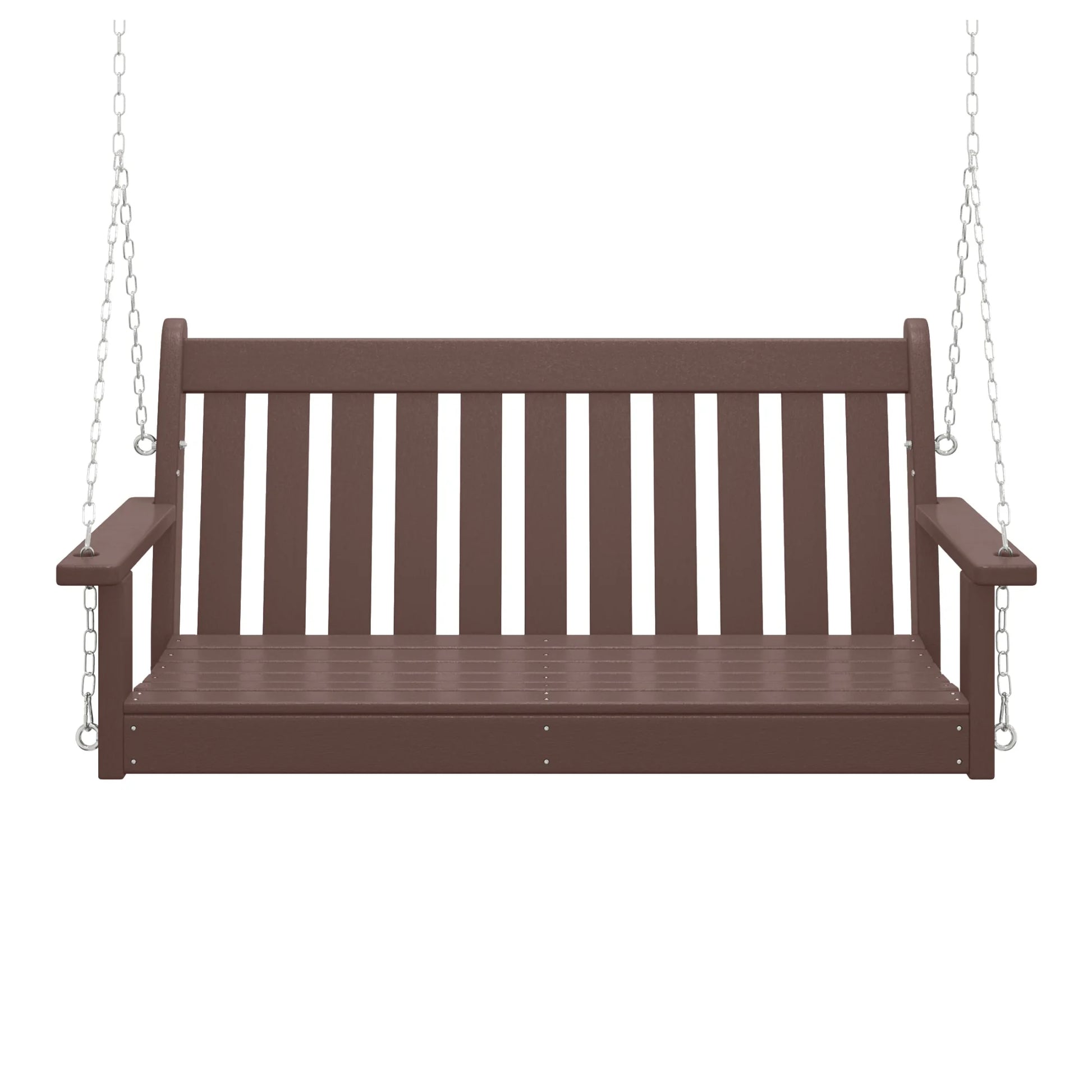 WestinTrends Malibu Outdoor Patio HDPE Hanging Front Porch Swing Bench, Dark Brown