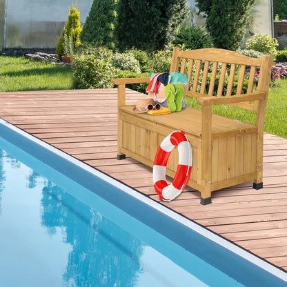 Zimtown Outdoor Storage Bench Deck Box for Patio Furniture, Front Porch Decor,Yellow