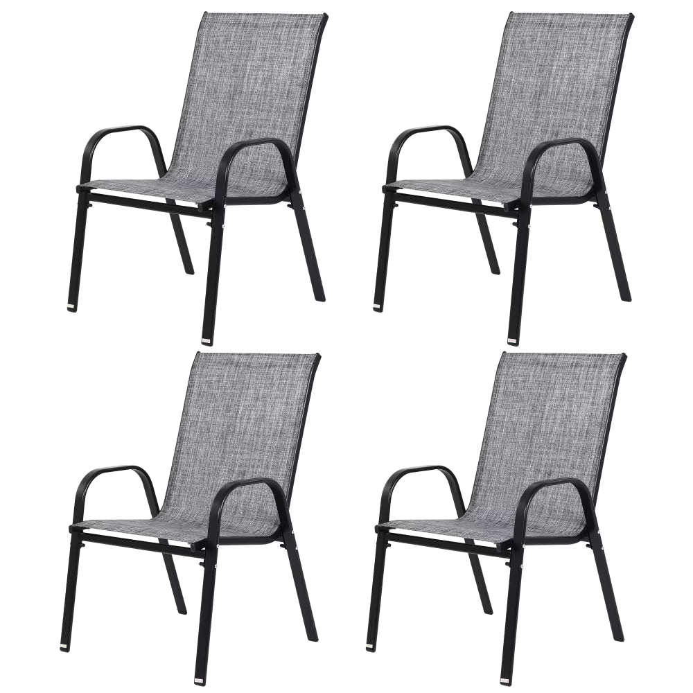4 Piece Patio Chairs, Outdoor Camping Chairs with Breathable Textilene Fabric, Set of 2 Garden Chairs with Armrest High Backrest for Garden Patio Pool Beach Yard Space Saving ( Brown)