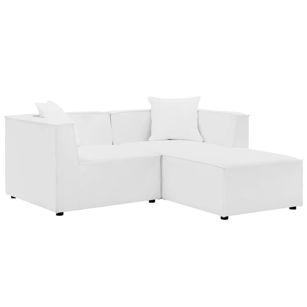 Modway Saybrook Outdoor Patio Upholstered Loveseat and Ottoman Set in Gray