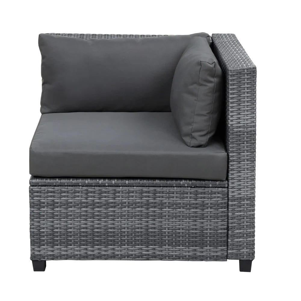 8 Piece Patio Outdoor Furniture Set, PE Rattan Sectional Sofa Set with 2 Tea Tables, Ottoman & Washable Cushions, All-Weather Wicker Conversation Couch Set for Patio, Deck, Garden, Backyard, K2460