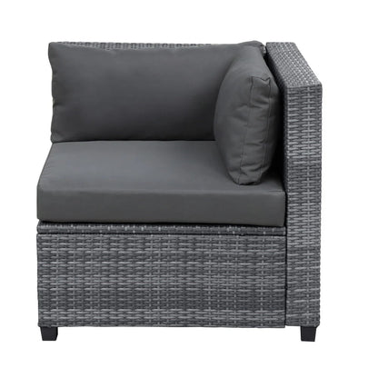 8 Piece Patio Outdoor Furniture Set, PE Rattan Sectional Sofa Set with 2 Tea Tables, Ottoman & Washable Cushions, All-Weather Wicker Conversation Couch Set for Patio, Deck, Garden, Backyard, K2460