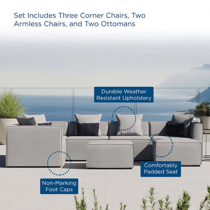 Modway Saybrook Outdoor Patio Upholstered 7-Piece Sectional Sofa in Gray