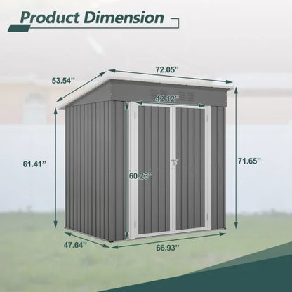 Enyopro 6x4 ft Outdoor Metal Storage Shed, Galvanized Steel Tool Shed with Reinforced Floor & Lockable Door for Backyard, Lawn, Patio, Black