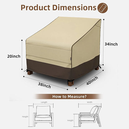 600D Patio Chair Cover, Outdoor Furniture Cover for Lawn Patio Chair, 38" x 40" x 34" Waterproof Anti-UV Patio Furniture Covers with Large Air Vents, 2 Pack, Brown & Khaki