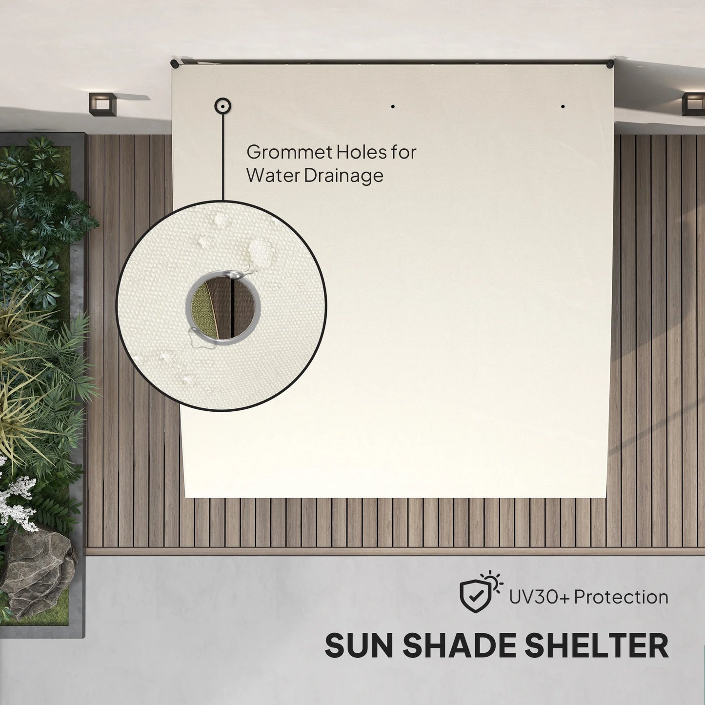 Outsunny 10' x 10' Pergola with UV-Resistant Canopy, Outdoor Sun Shade Shelter for Porch, Patio, Deck, Backyard, Cream