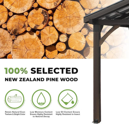 YODOLLA 14.5x12ft Outdoor Wooden Gazebo,Grill Pergola Gazebo Clearance Hard-Top Gazebo for Patios, Garden,Coffee