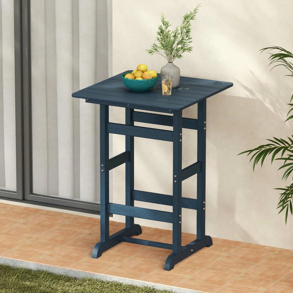 GVN Outdoor Eating Tables,Patio Table,30 Inch Square Bar Table Dining Table with Slatted Tabletop for Poolside-Navy