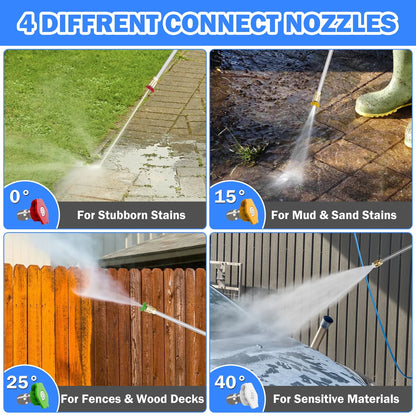 Electric Pressure Washer 5000 PSI 3.2 GPM - with 35 FT Power Cord, 20 FT Hose, 4 Connect Nozzles, Foam Cannon & Hose Reel | Ideal for Cars, Patios, Garages | Blue