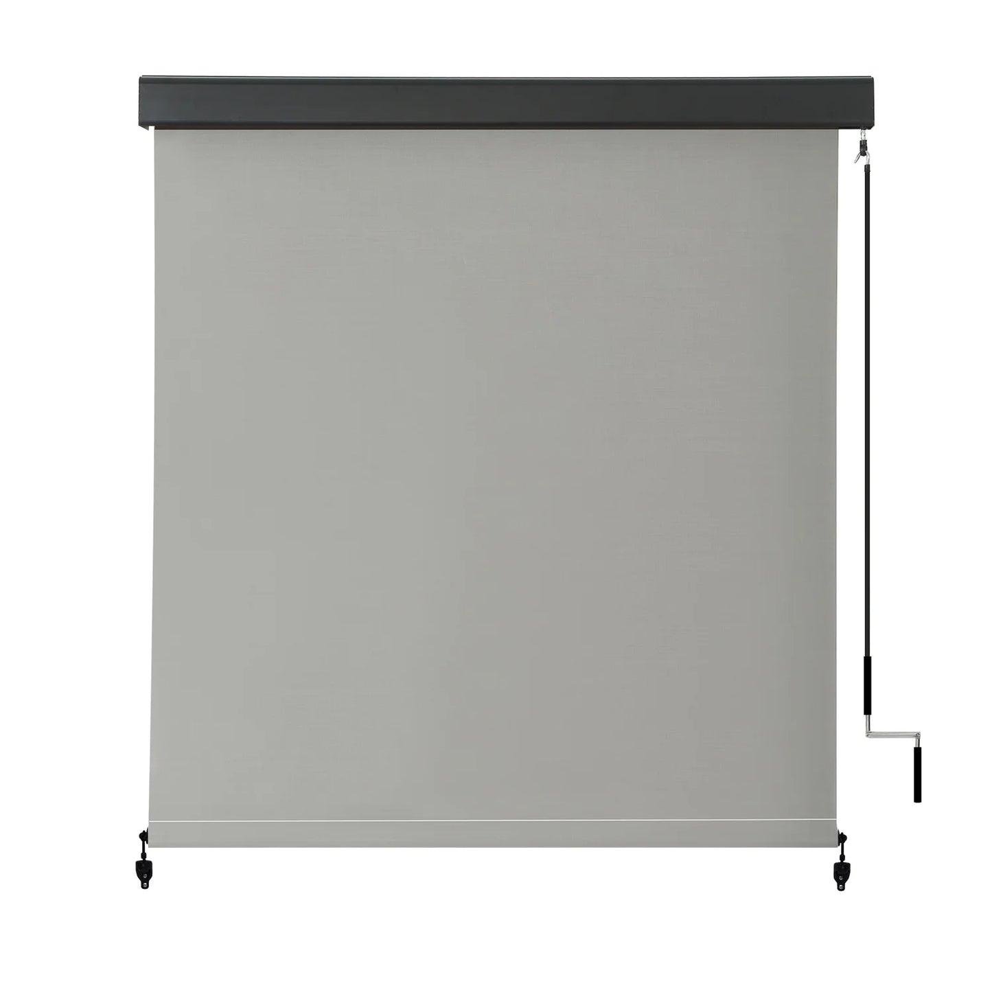 Vicllax 7'Wx8'H Outdoor Roller Shades Blinds for Patio Porch Crank Operation Solar Fabric, Light Gray