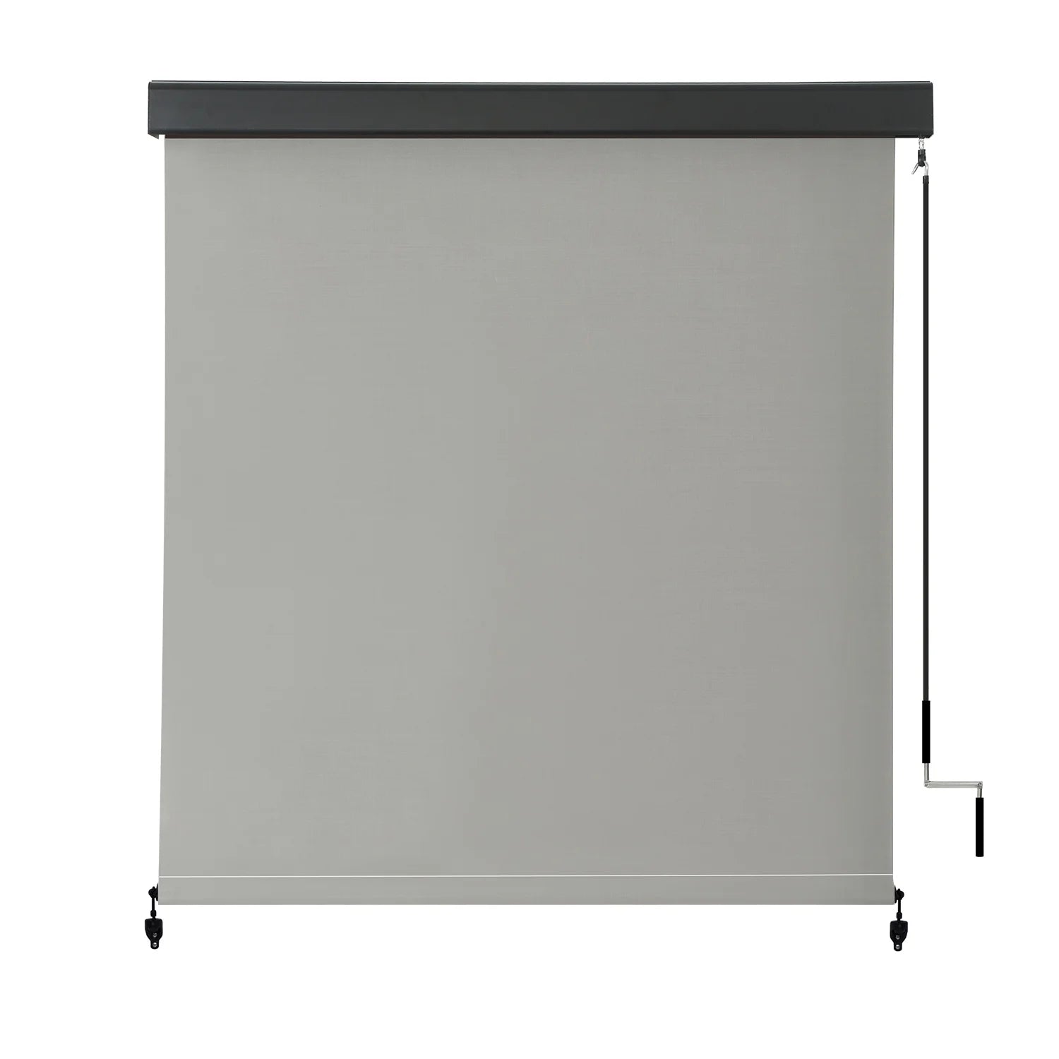 Vicllax 7'Wx8'H Outdoor Roller Shades Blinds for Patio Porch Crank Operation Solar Fabric, Light Gray