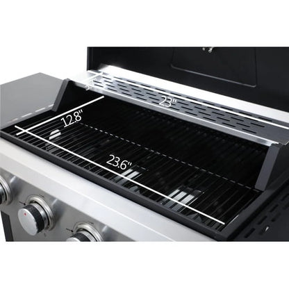 Yiweny 3 Burner BBQ Propane Gas Grill, Stainless Steel 25650 BTU Patio Garden Barbecue Grill with Bottle Opener, Two Foldable Side Shelves & Thermometer, Perfect for Camping, Outdoor Cooking.