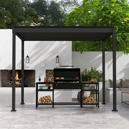 Mirador 10'x 10' Outdoor Pergola, 80S Steel Frame w/Adjustable Louvers Roof for Garden, Patio, Backyard, Dark Gray