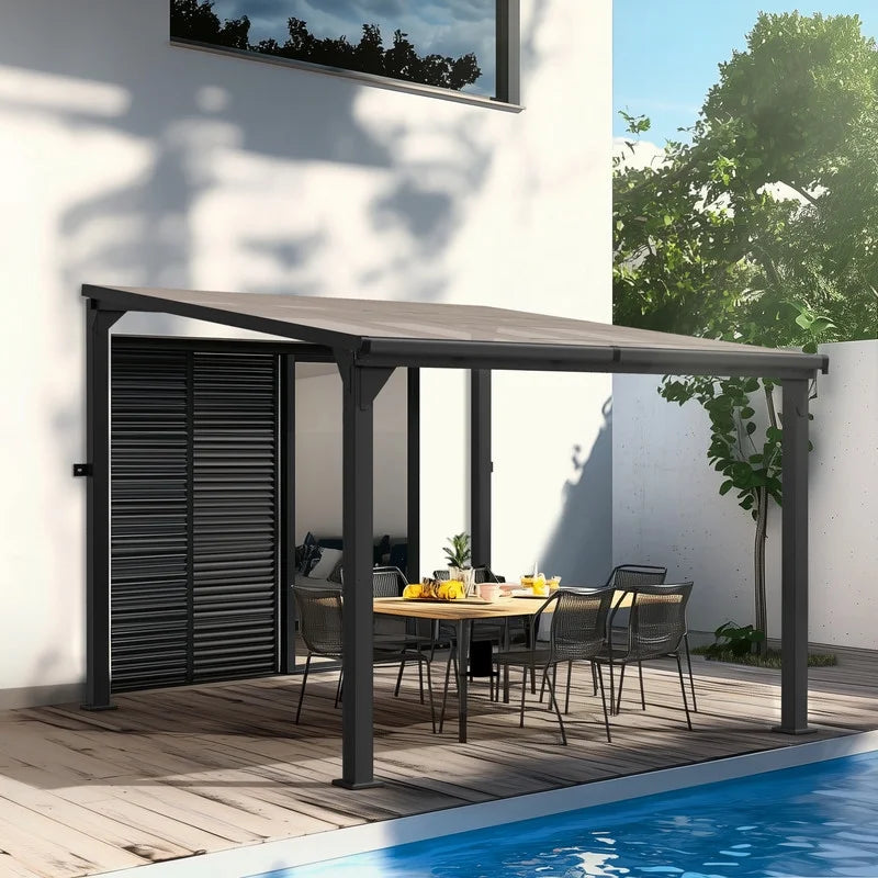 10 ft.10 ft. Hardtop Outdoor Gazebo Pergola Aluminum Framed with Sloping Pitched Roof for Garden, Patio