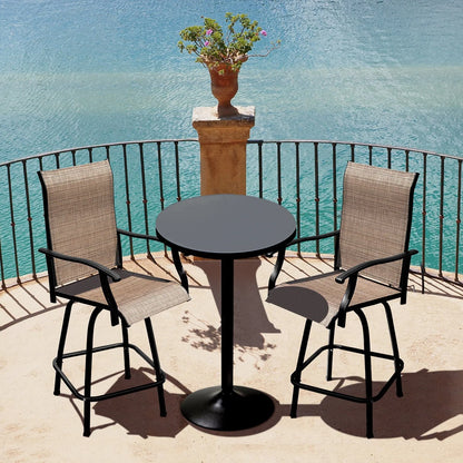 LACOO Patio Bar Height Bistro Chair Set of Two,Tan