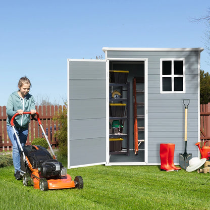 5'3' Outdoor Storage Shed, Resin Storage Cabinet, Garden Tool Shed with Double Lockable Doors, Organizer Cabinet for Patio Yard, Gray