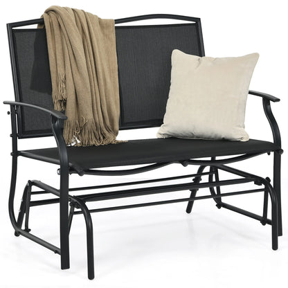 Costway Patio Glider Rocking Bench Double 2 Person Chair Loveseat Garden Black
